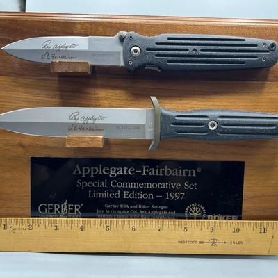 Retro Gerber Boker Applegate-Fairbairn Limited Edition Special Commemorative Knife Set Display