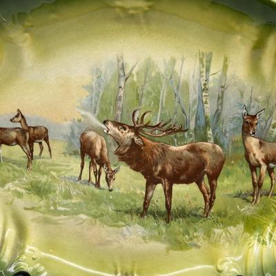 Antique W P La Belle American Porcelain China Elk Woods