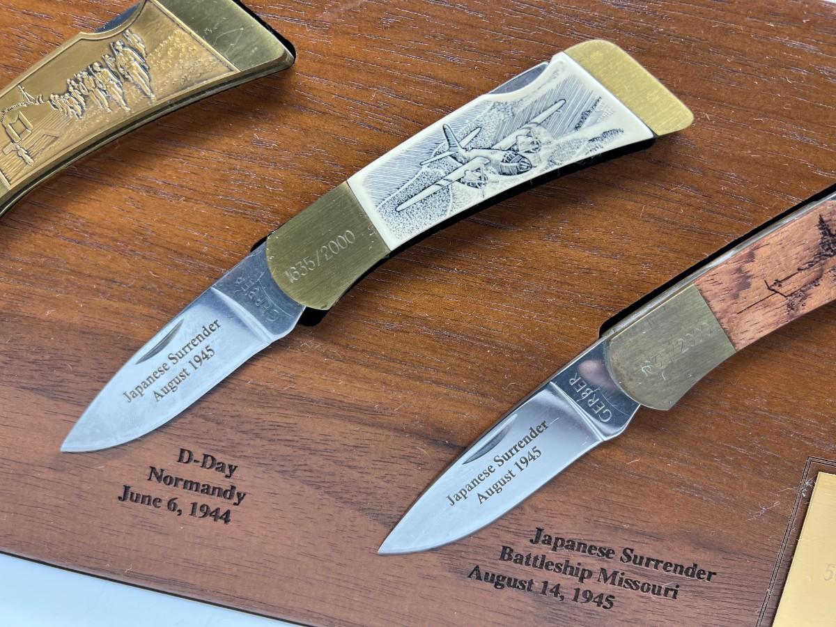 Military Folding Knife Set World War II 50 Year Commemorative 19391945