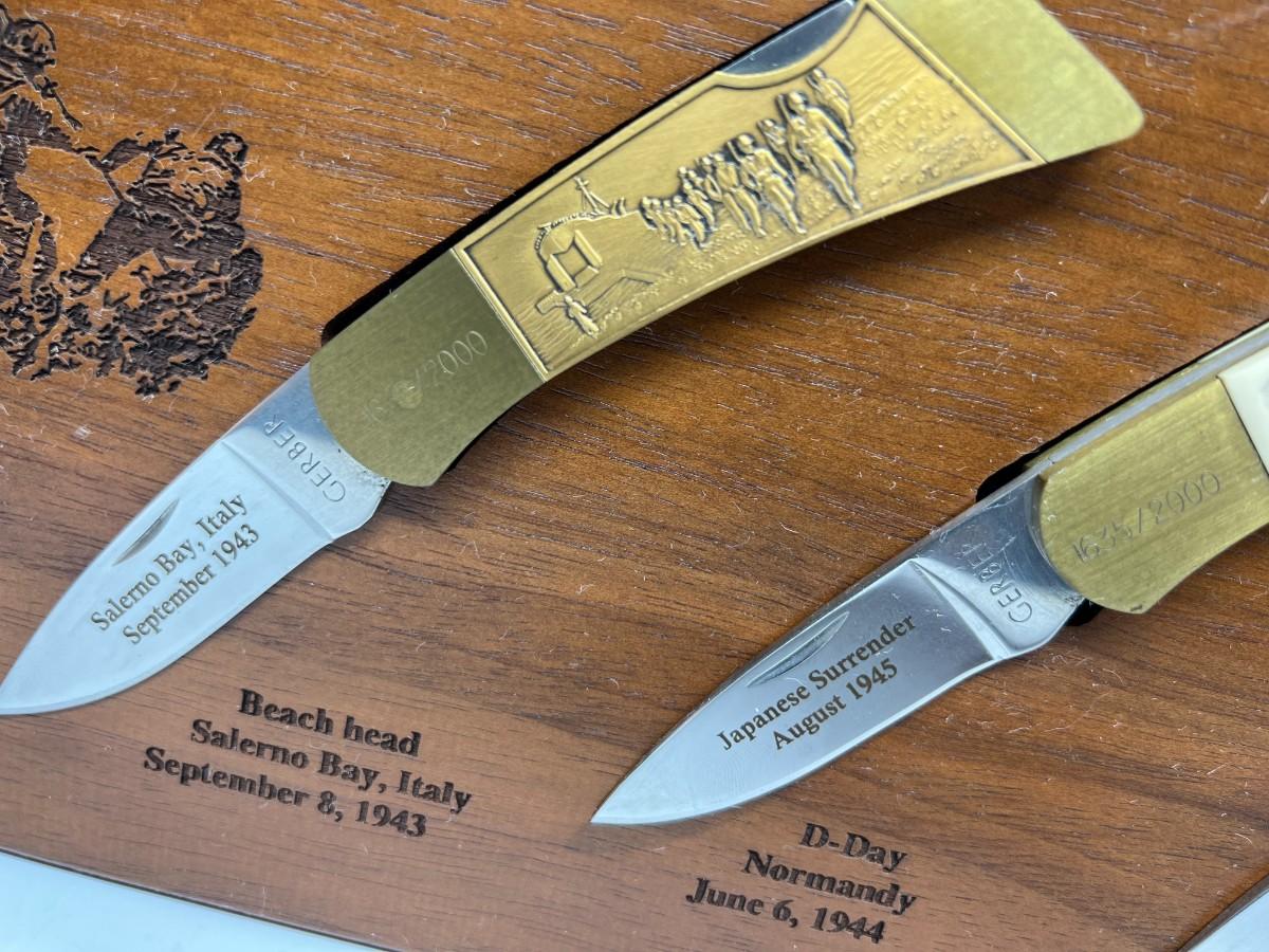 Military Folding Knife Set World War II 50 Year Commemorative 19391945