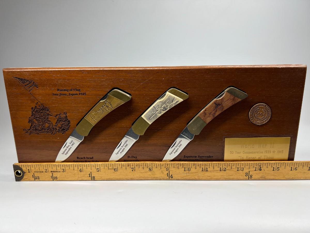 Military Folding Knife Set World War II 50 Year Commemorative 1939-1945 ...