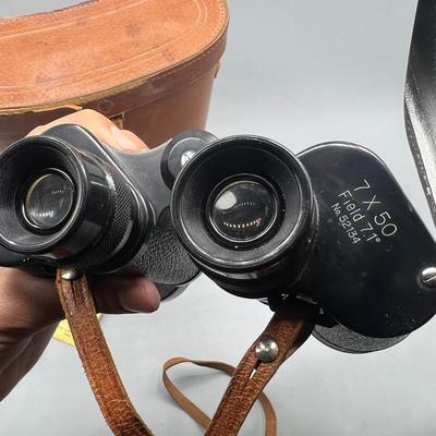 Vintage Omega Coated Lens Binoculars 7x 50 Field 7.1 No. 9828 with Original Case