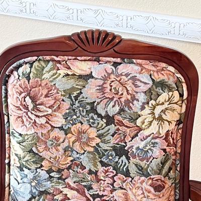 Pair (2) ~ Cherry Floral Upholstered Chairs