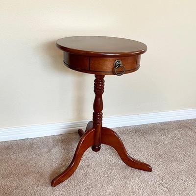 Wooden Pedestal Accent Table