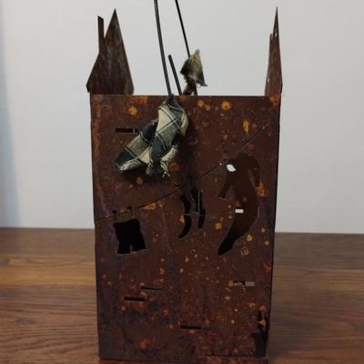 Tin candle holder house