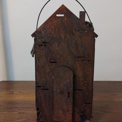 Tin candle holder house