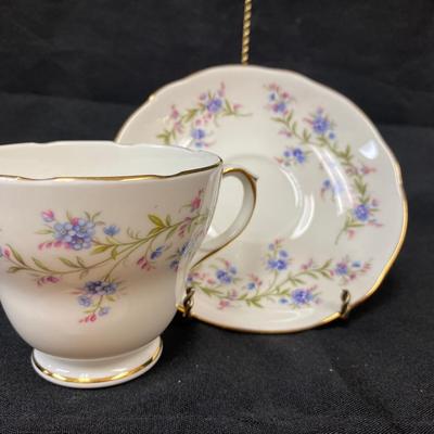 Vintage Duchess Bone China Tranquility Pattern Small Blue Floral Teacup and Saucer