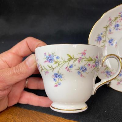 Vintage Duchess Bone China Tranquility Pattern Small Blue Floral Teacup and Saucer