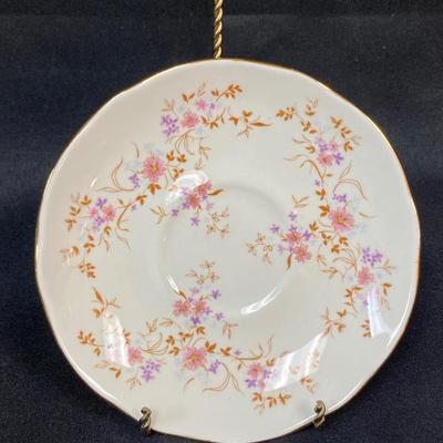 Vintage Duchess Bone China Spinney Pattern Pink & Orange Floral Teacup and Saucer