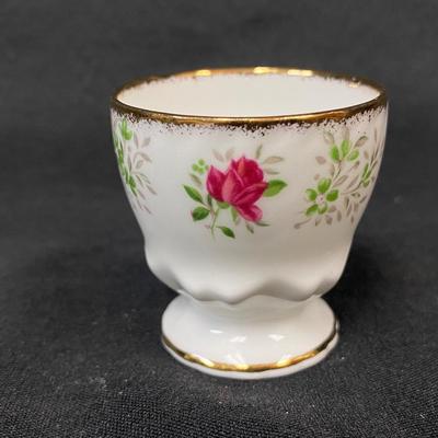 Vintage Rosina Fine Bone China Pink and Yellow Rose Egg Cup