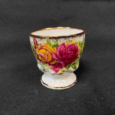 Vintage Rosina Fine Bone China Pink and Yellow Rose Egg Cup