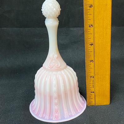 Vintage Fenton Rosalene Pink & White Ombre Pressed Milk Slag Glass Bell