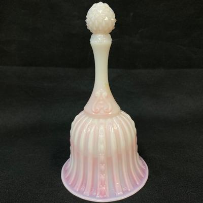 Vintage Fenton Rosalene Pink & White Ombre Pressed Milk Slag Glass Bell