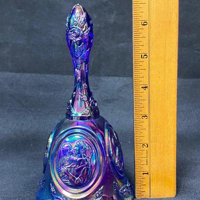 Vintage Blue Carnival Glass Fenton Glass Mother and Child Bell