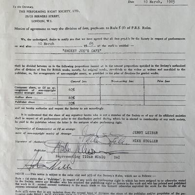 Jerry Leiber and Mike Stoller signed contract 