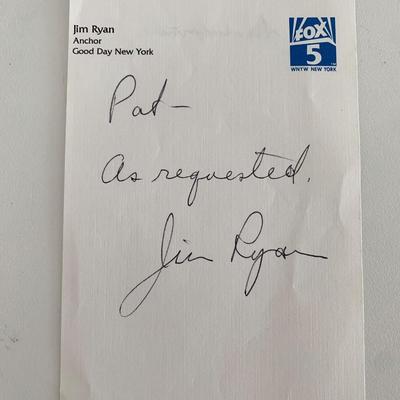 TV Anchor Jim Ryan original signature
