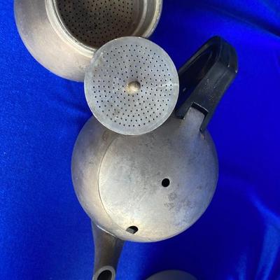 A VARIETY OF VINTAGE COFFEE POTS AND A COFFEE GRINDER TO TRY THEM OUT WITH