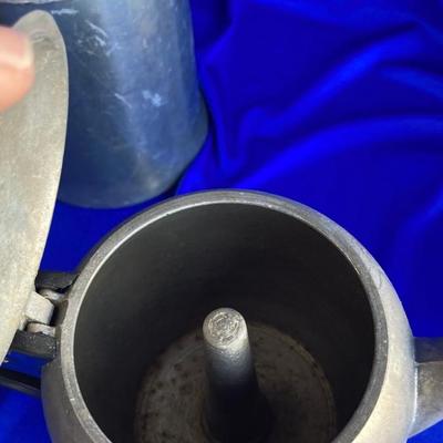 A VARIETY OF VINTAGE COFFEE POTS AND A COFFEE GRINDER TO TRY THEM OUT WITH