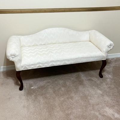 Queen Anne Style Cream Upholstered Settee