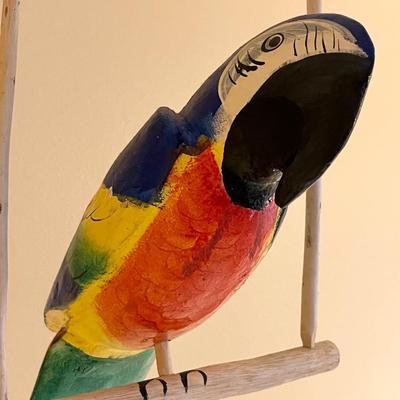 Colorful Hanging Wood Macaw