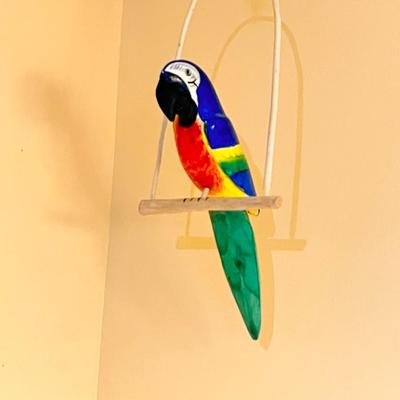 Colorful Hanging Wood Macaw