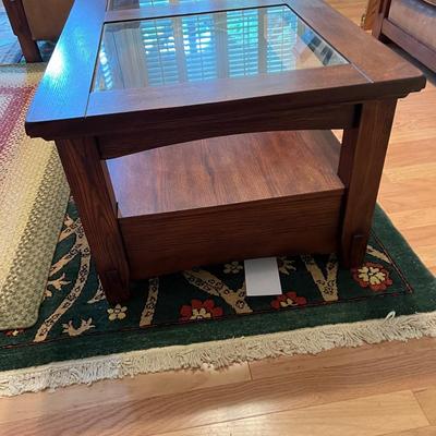 Mission-Style Glass Top Coffee Table (BLR-MK)
