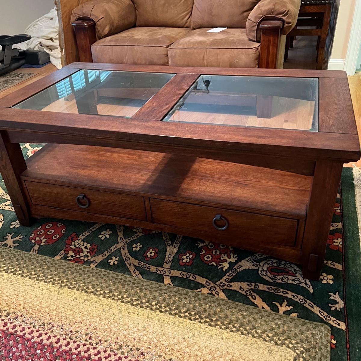 MissionStyle Glass Top Coffee Table (BLRMK)