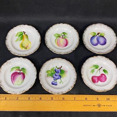 Set of 6 Fruit Painted Miniature Wall Hanging Plates Saucers