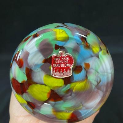 Multicolored Swirled Art Glass Hand Blown Vase