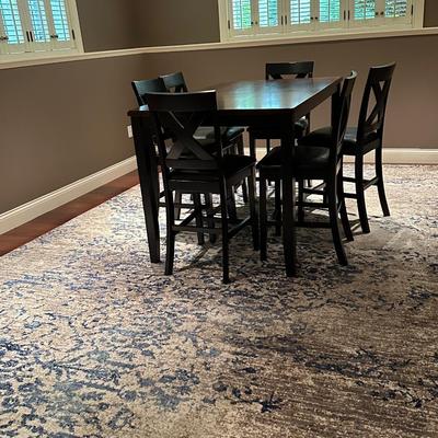 Pub table and six leather chairs