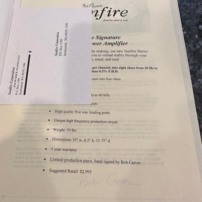 Sunfire autograph Bob Carver cinema grand 5 channel power amplifier