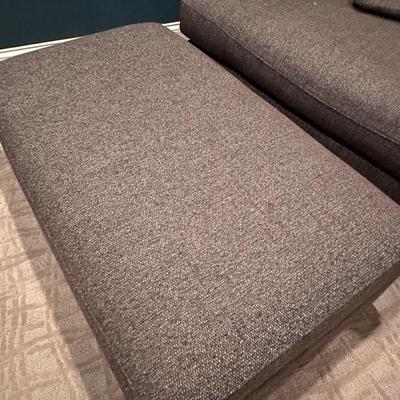 Crate and Barrel gray oversized chair with storage ottoman