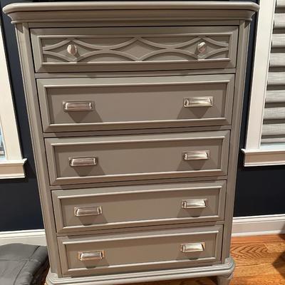 Tall gray dresser