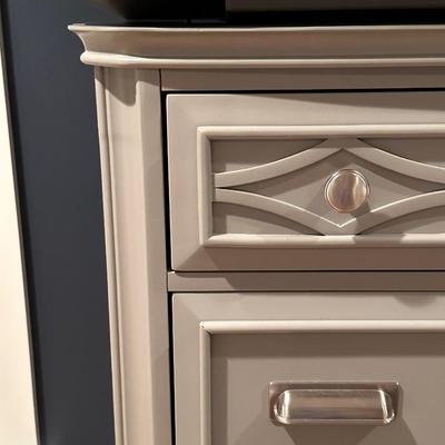 Tall gray dresser