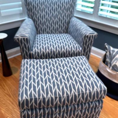 Crate and Barrel swivel chair and ottoman