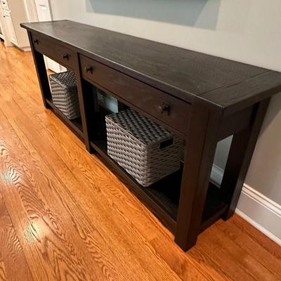 Pottery Barn black buffet table