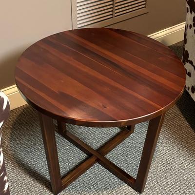 Round wood side table