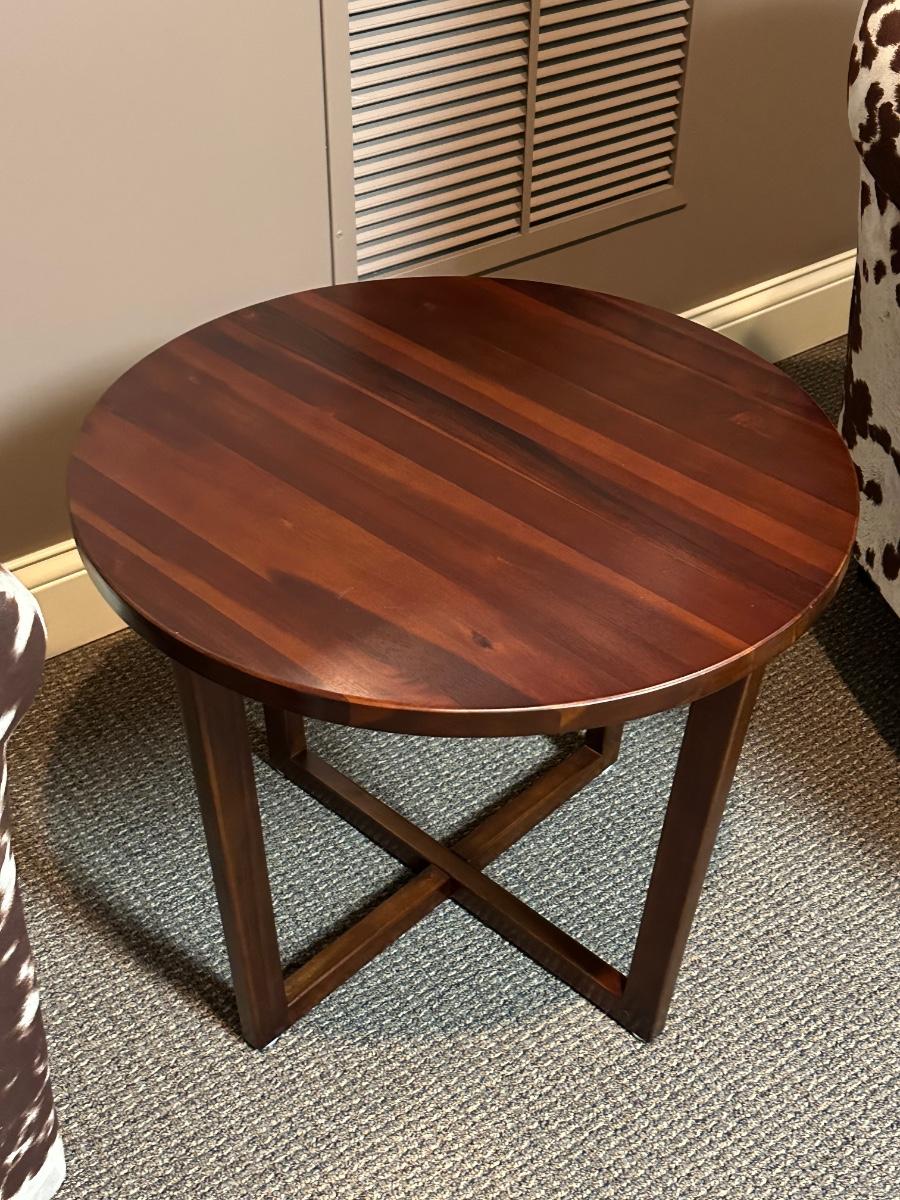 Round wood side table