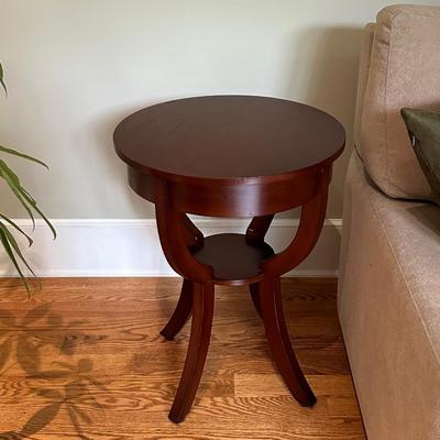 Round wood side table