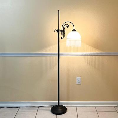 Bronze Finish Victorian Floor Lamp ~ With Glass Shade & Glass Beads ~*Read Details