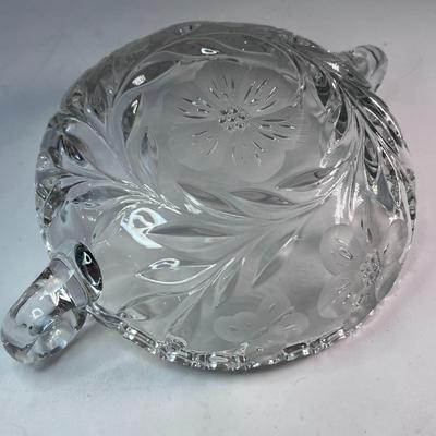 VINTAGE CUT CRYSTAL BOWL WITH HANDLES