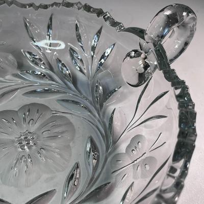 VINTAGE CUT CRYSTAL BOWL WITH HANDLES
