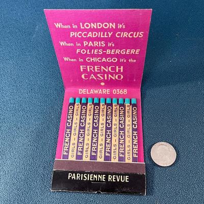 VINTAGE OVER SIZED MATCHBOOK FRENCH CASINO GIRL REVUE CHICAGO