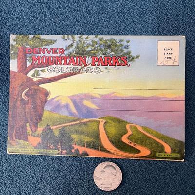 VINTAGE FOLD-OUT POSTCARD DENVER, MOUNTAIN PARKS 14 VIEWS
