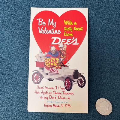 VINTAGE 1976 DEEâ€™S RESTAURANT PROMO CARD DEE BURGER CLOWN