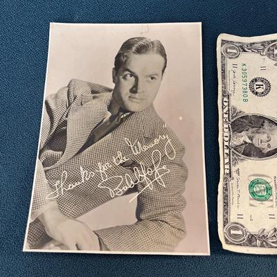 VINTAGE PUBLICITY PHOTO BOB HOPE w/ PRINTED AUTOGRAPH