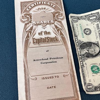1935STOCK CERTIFICATE ARROWHEAD PETROLEUM