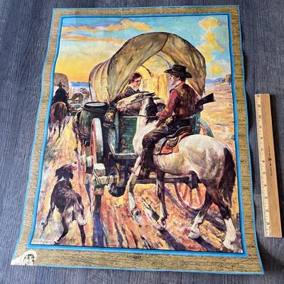 â€œPIONEERSâ€ VINTAGE PRINT DEPICTS WAGON TRAIN