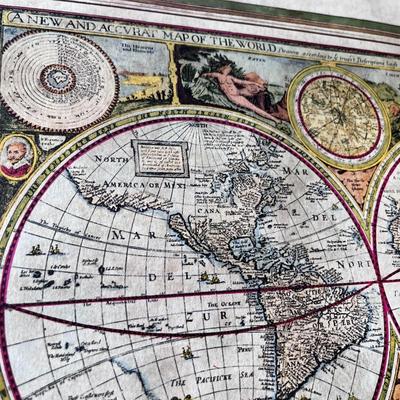 WORLD MAP YEAR 1650 FASCINATING REPRINT