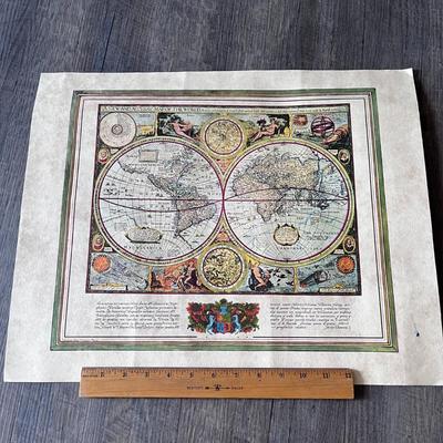 WORLD MAP YEAR 1650 FASCINATING REPRINT
